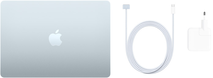 13-инчов MacBook Air, USB-C към MagSafe 3 кабел и 30W USB-C захранващ адаптер