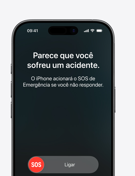 Tela do iPhone mostrando a Detecção de Acidente em uso