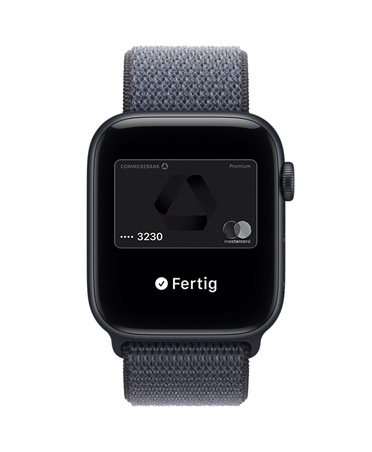 Apple Watch SE 3, Aluminiumgehäuse, Farbe Mitternacht, Apple Pay in Apple Wallet, rechte Seitenansicht, Digital Crown, Armband, Sport Loop, Farbe Maritimblau