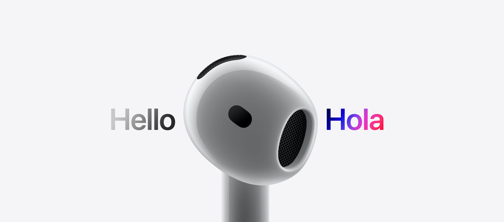 Imagen de unos AirPods traduciendo a otro idioma