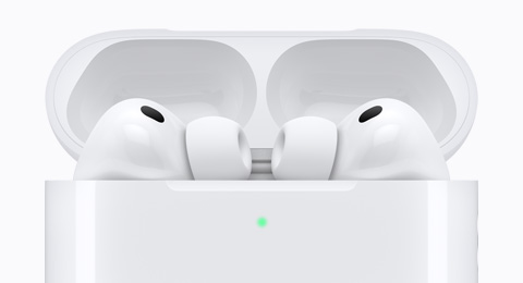 AirPods Pro 3 inside an open white charging case