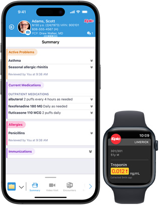 Écrans d’iPhone et d’Apple Watch affichant Epic Haiku et Epic Limerick.