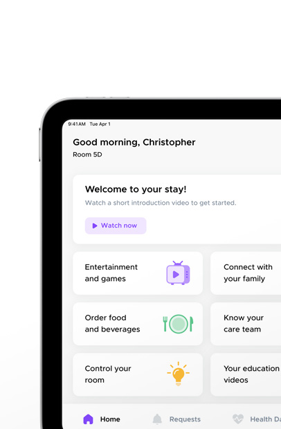 Écran affichant l’app Epic MyChart Bedside.