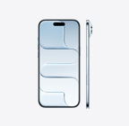 iPhone Air، الجزء الأمامي الخارجي، لون أزرق سماوي، مساحة Dynamic Island تتوسط أعلى الشاشة، الجزء الجانبي الخارجي، تصميم نحيف للغاية، الزر الجانبي، وحدة التحكم بالكاميرا