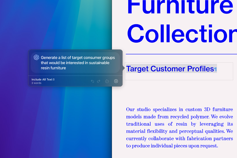 La funcionalidad Herramientas de Escritura de Apple Intelligence resumiendo un artículo académico
