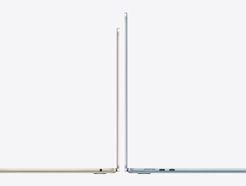 13- and 15-inch MacBook Air laptops back-to-back, showing size difference